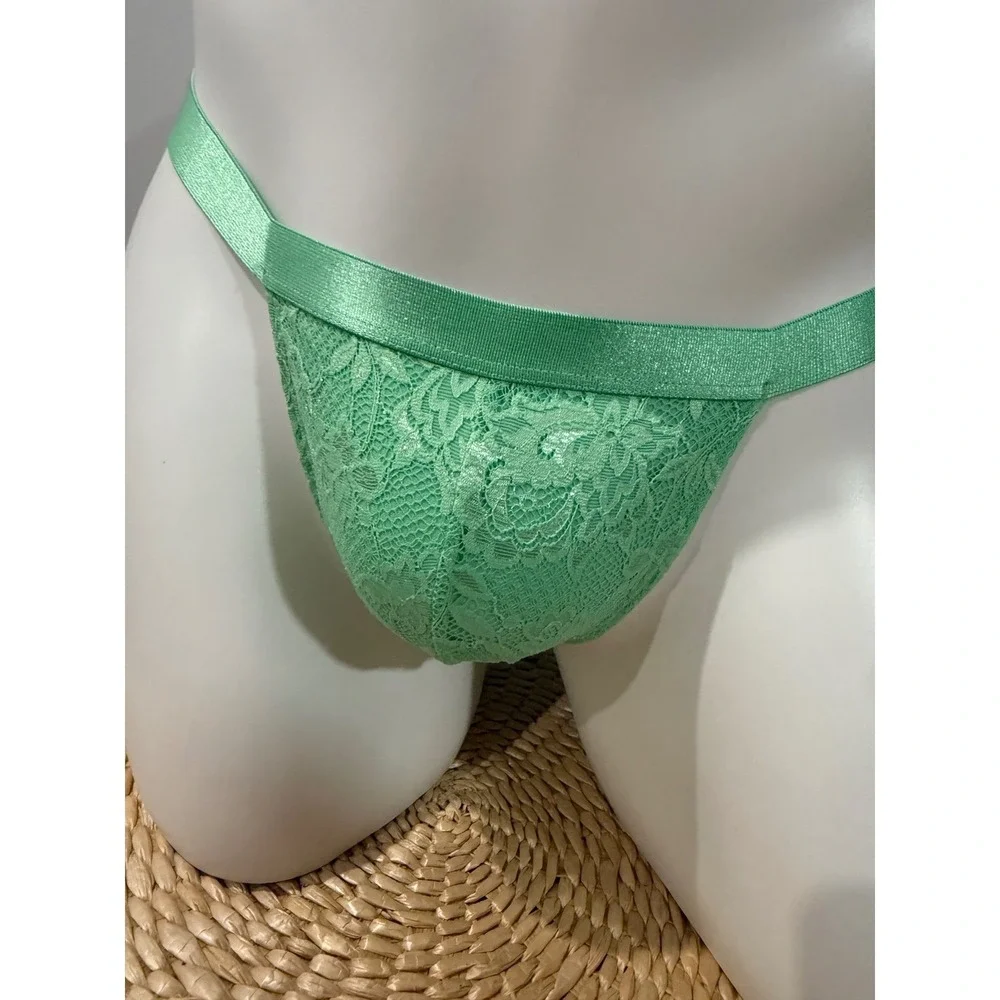 Cosabella Never Say Never Luxury Lace Italian Thong Green Small